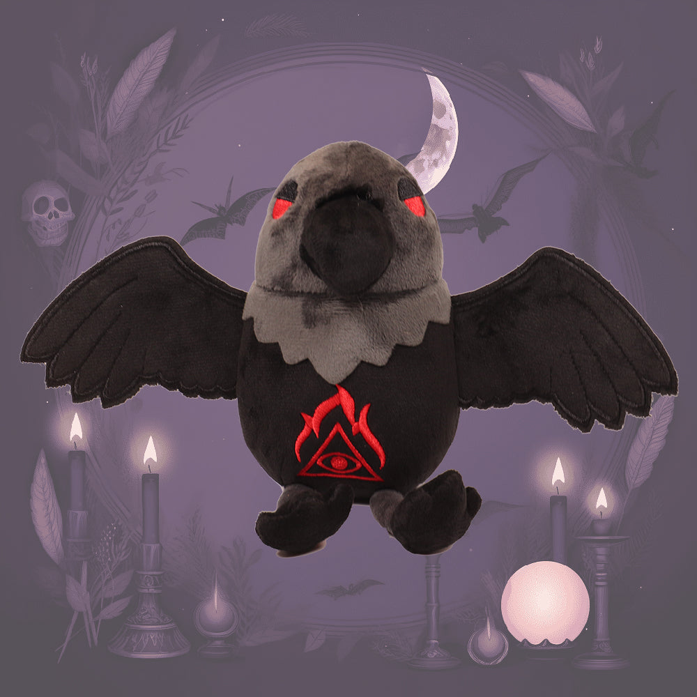 7" Plush Raven Embroidered